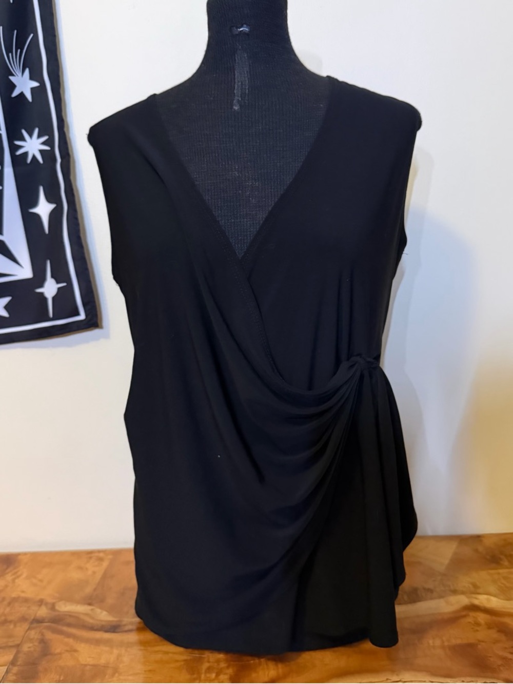 Vintage XL Gathered Wrap Top Black Candid Soul Whimsigoth Corporate Goth